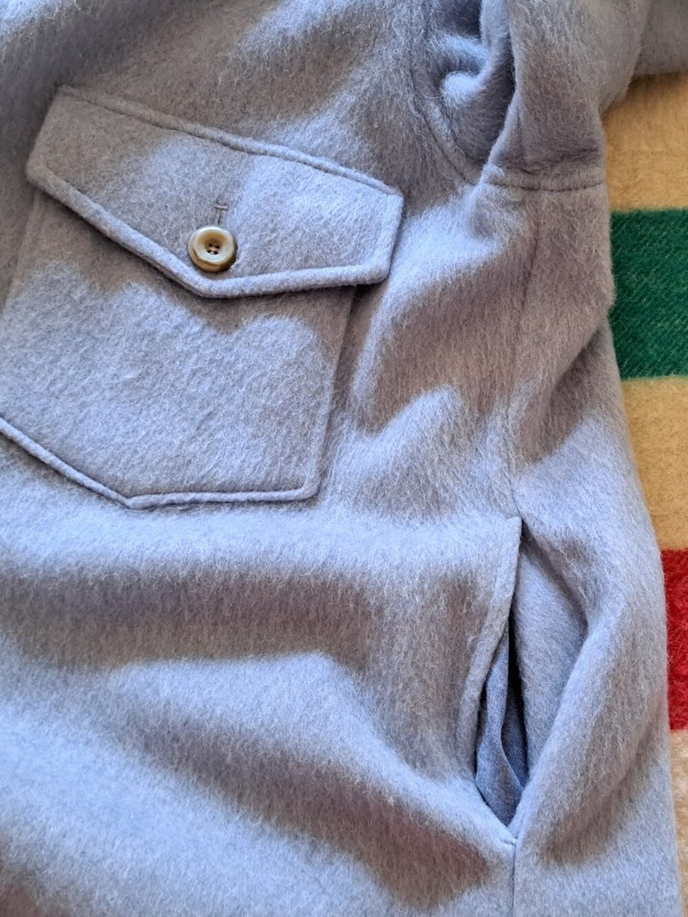 TUCK SHOP TRADING CO. Oversized Cottage Coat, wool blend, pale blue, sz M - Picture 7 of 8